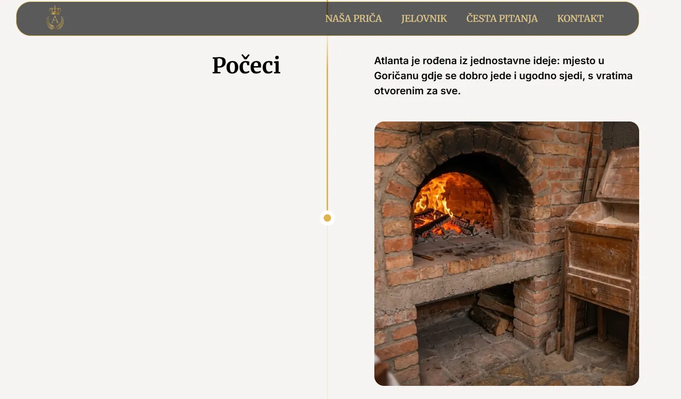 A rustic brick oven with burning fire inside and a wooden container filled with flour beside it in a cozy setting.